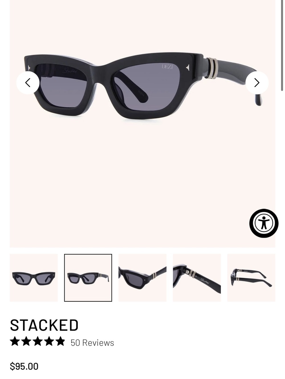 DEZI Stacked Cat-Eye Sunglasses in Black